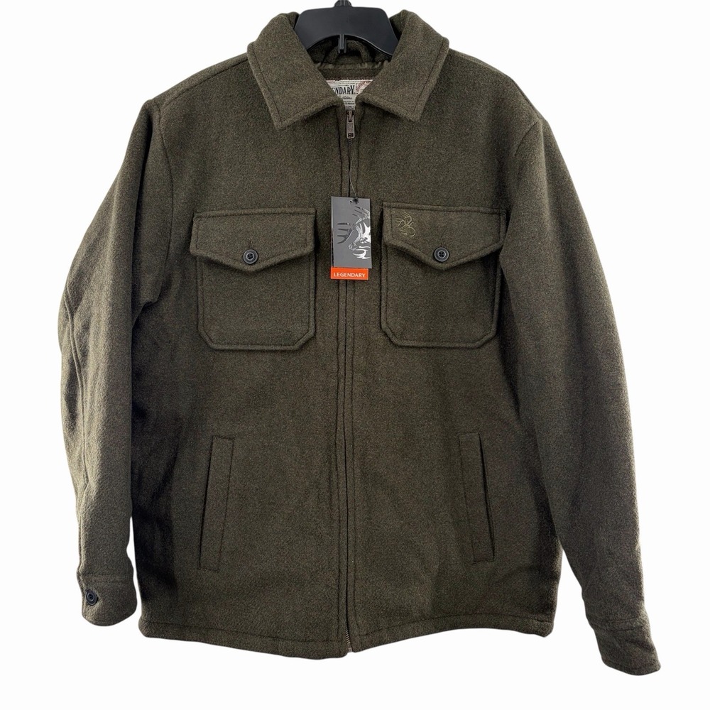 Legendary Whitetail Buck Outdoorsman Berber Lined Wool Jacket Men's L Hunting